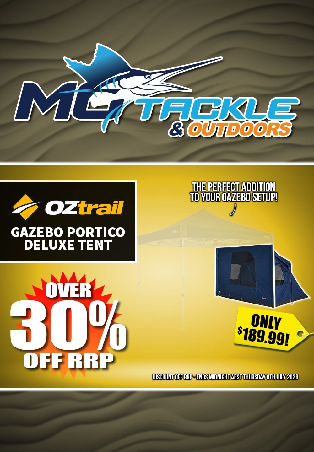 Oztrail Gazebo Portico Deluxe Tent only $189.99