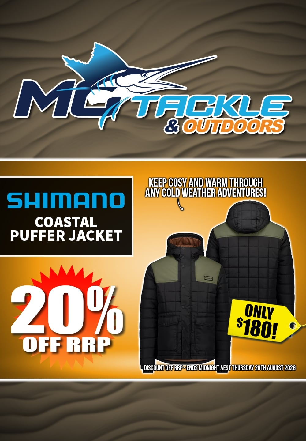 20% off Shimano Coastal Puffer Jacket