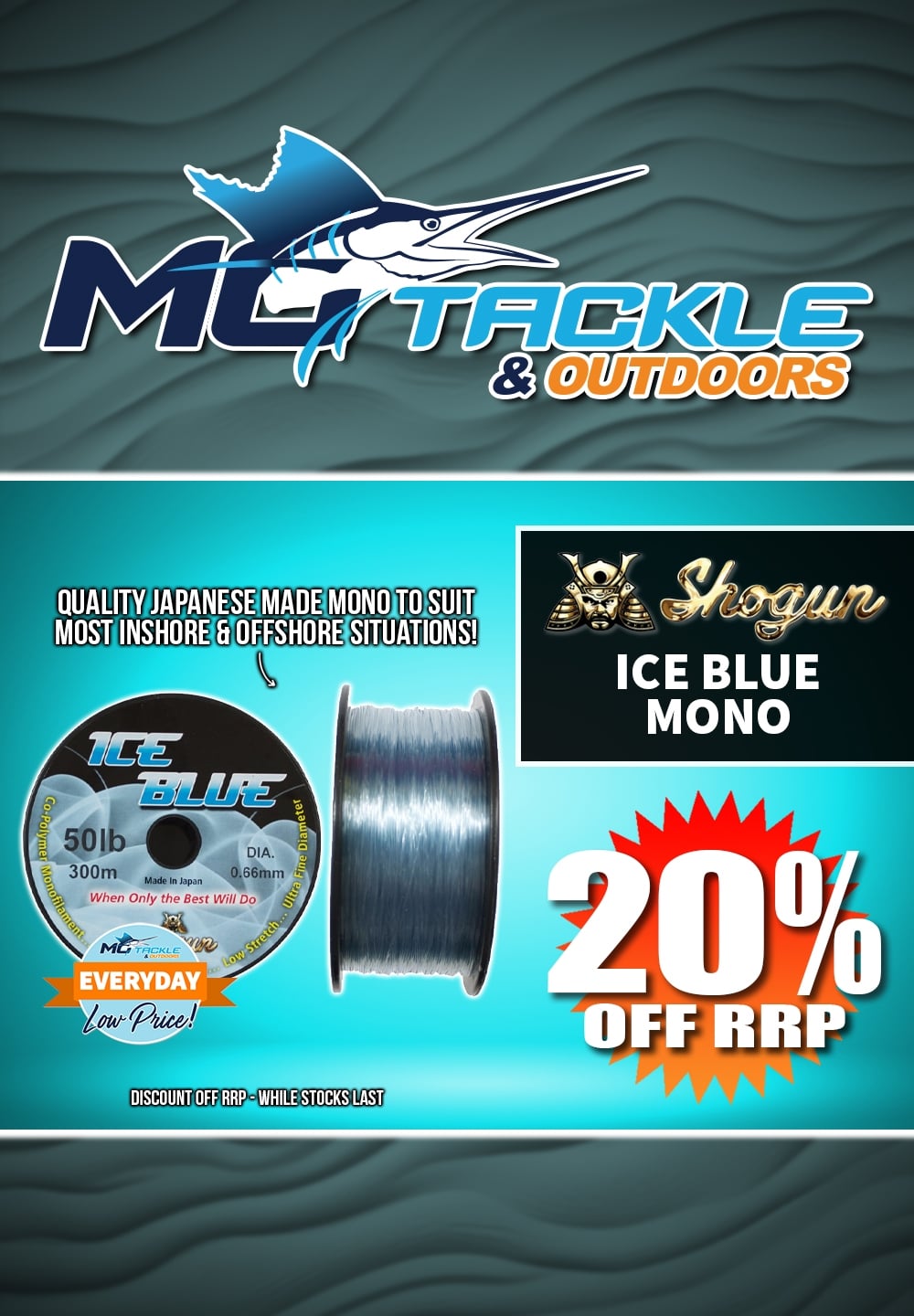 20% off Shogun Ice Blue Mono