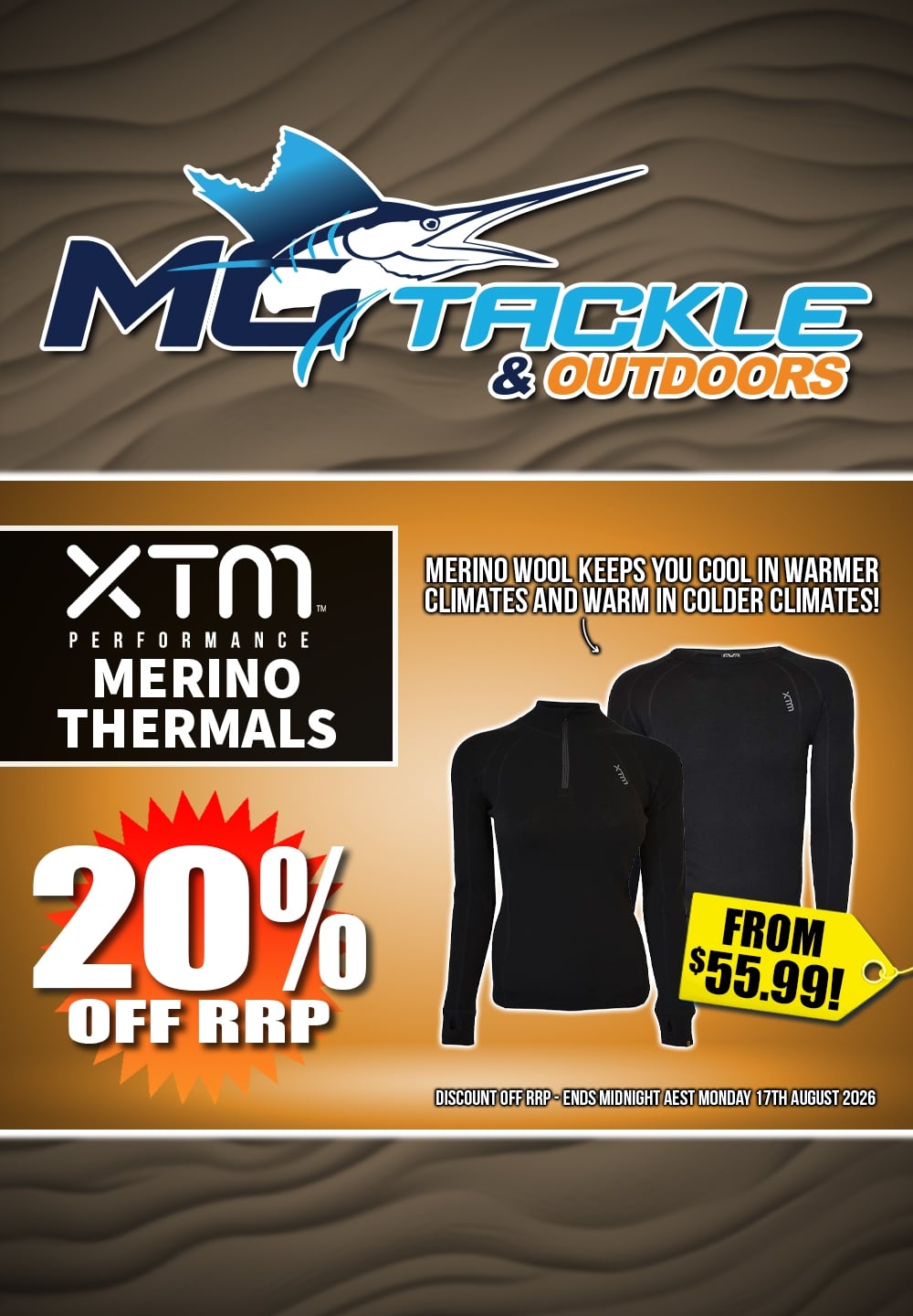 20% off XTM Merino Thermals