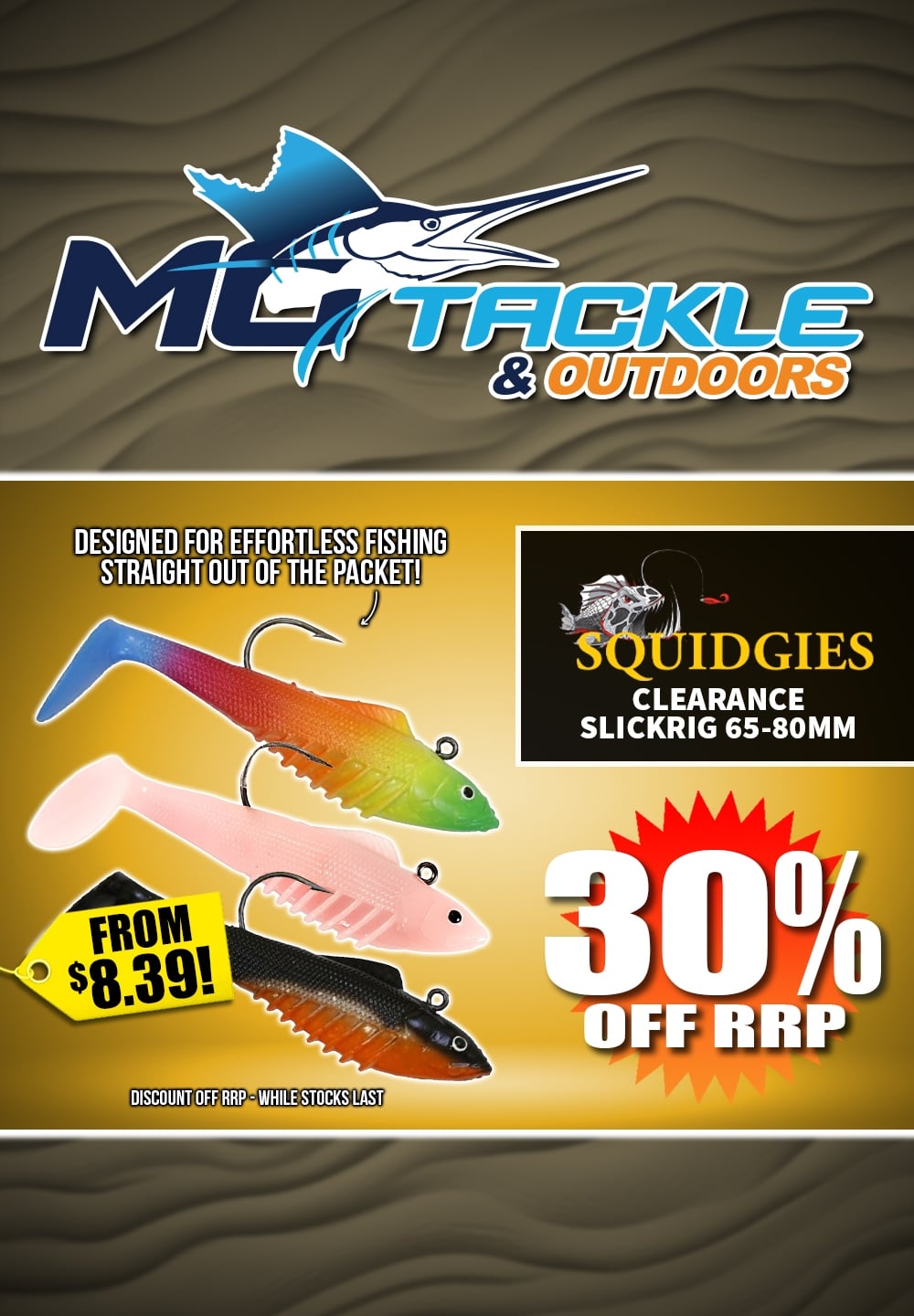 30% off Squidgies Slickrig 65 - 80mm - Clearance