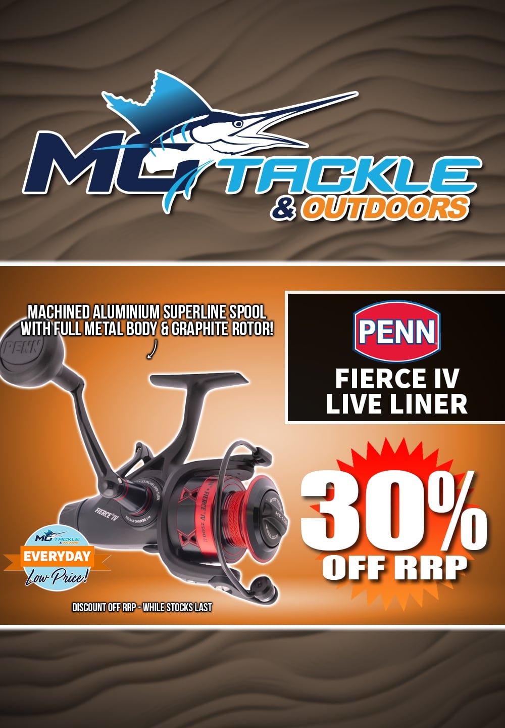 30% off Penn Fierce IV Live Liner Spin Reel