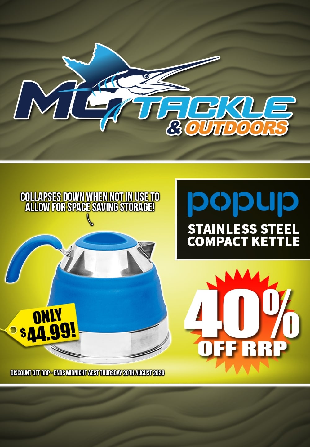 40% off Pop Up Stainless Steel Compact Kettle