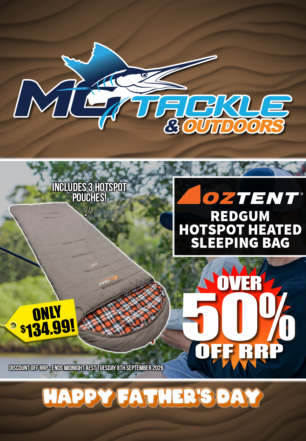 Over 50% off Oztent Redgum HotSpot Heated Sleeping Bag