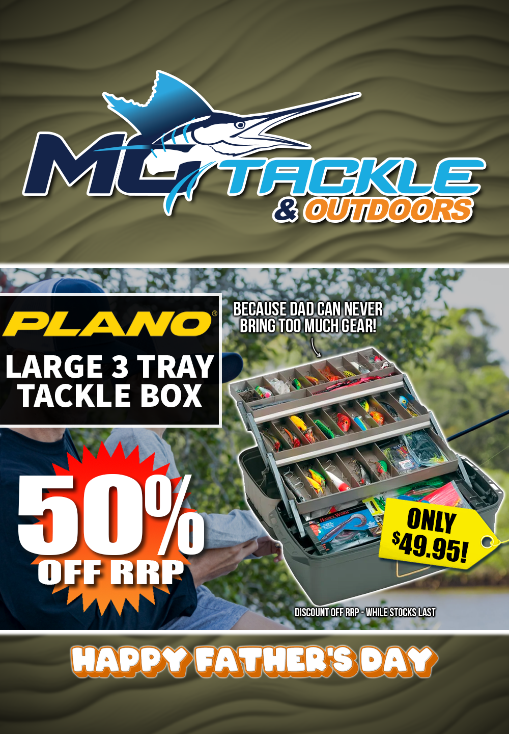 50% off Plano Large 3 Tray Tackle Box