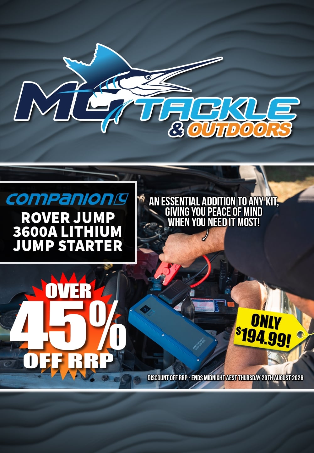 Companion Rover Jump 3600A Lithium Jump Starter only $194.99