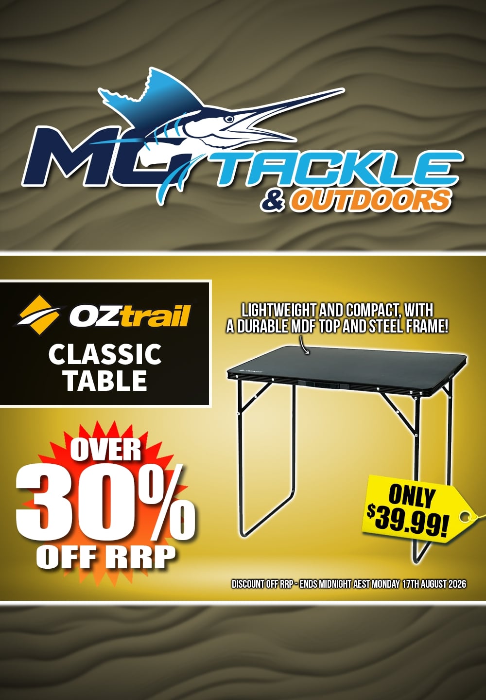 Oztrail Classic Table only $39.99