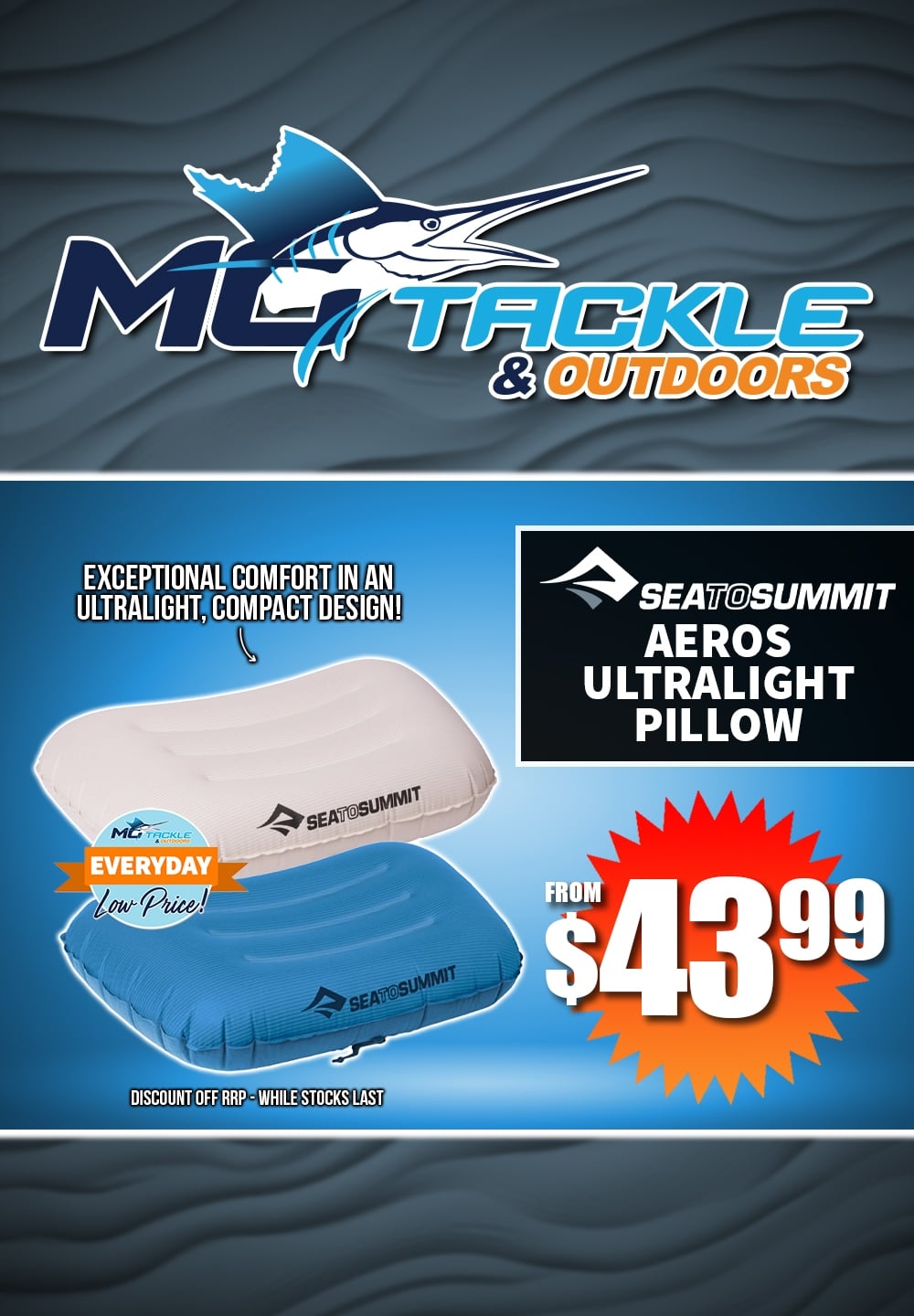 Sea To Summit Aeros Ultralight Pillow from $43.99