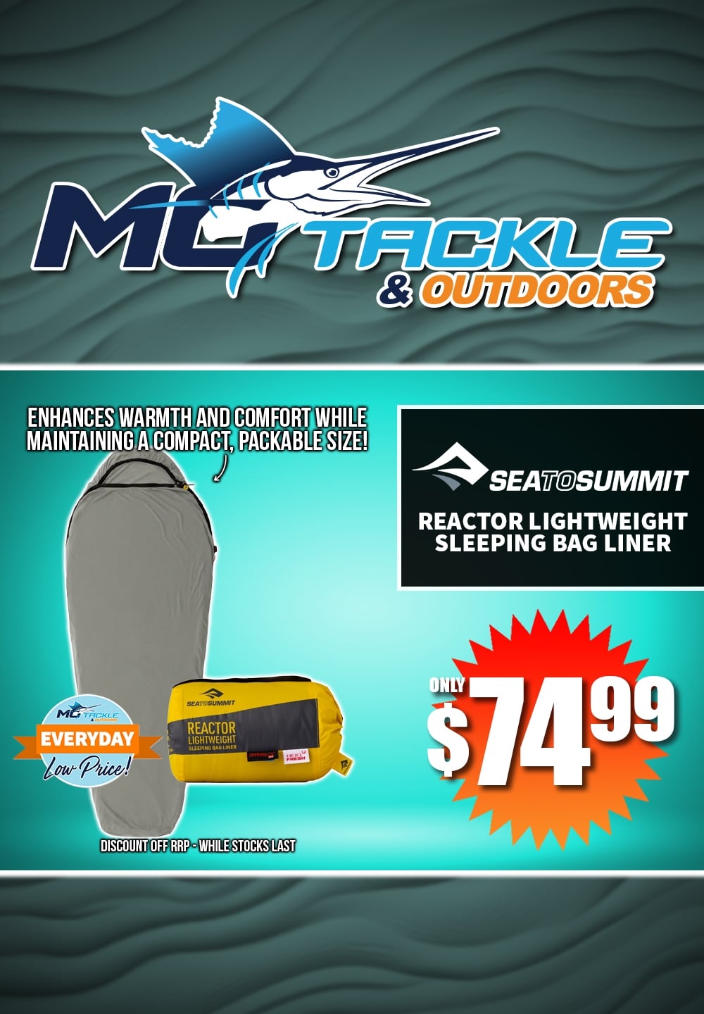 Sea To Summit Reactor Lightweight Sleeping Bag Liner only $74.99
