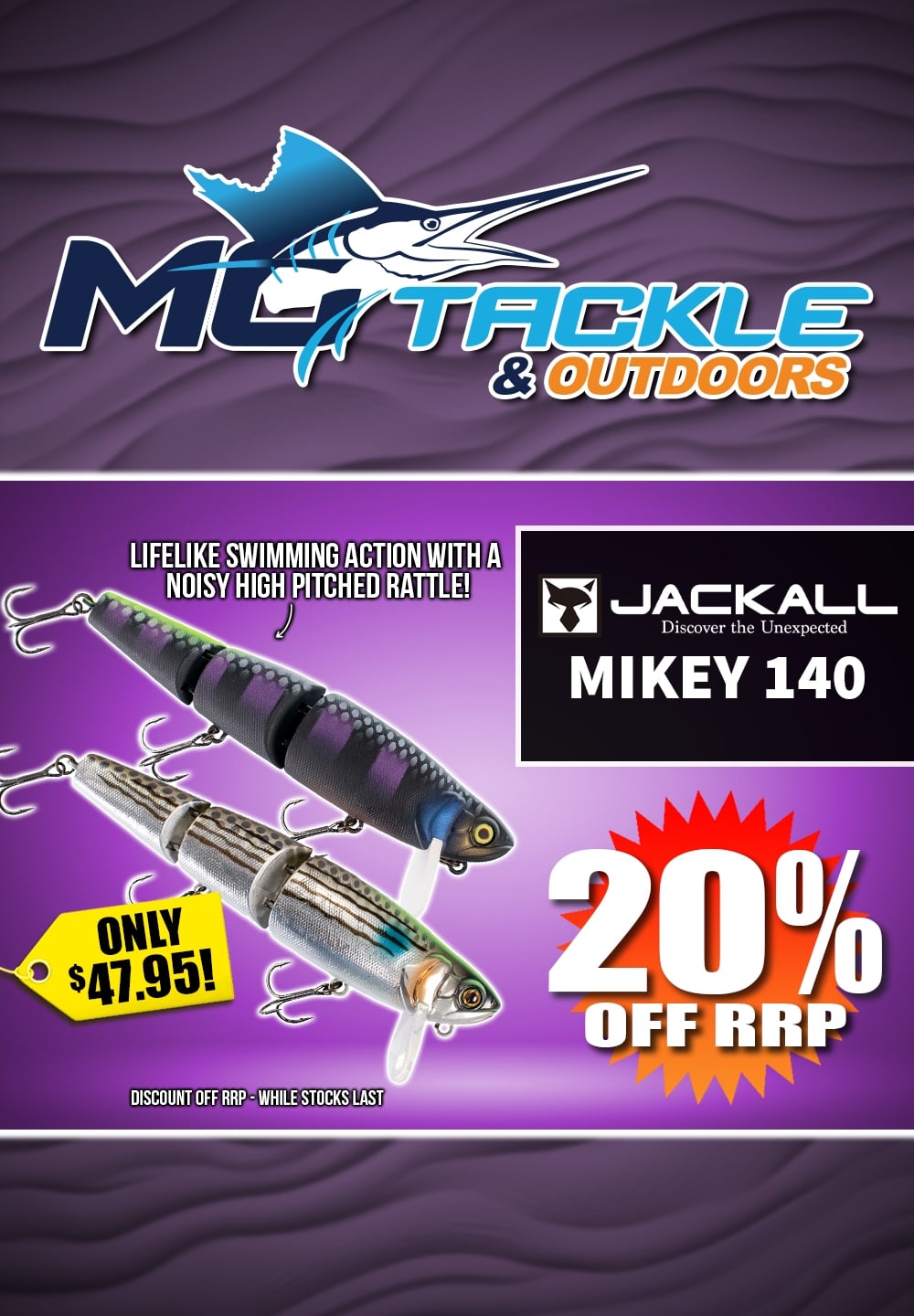 20% off Jackall Mikey 140 Lure
