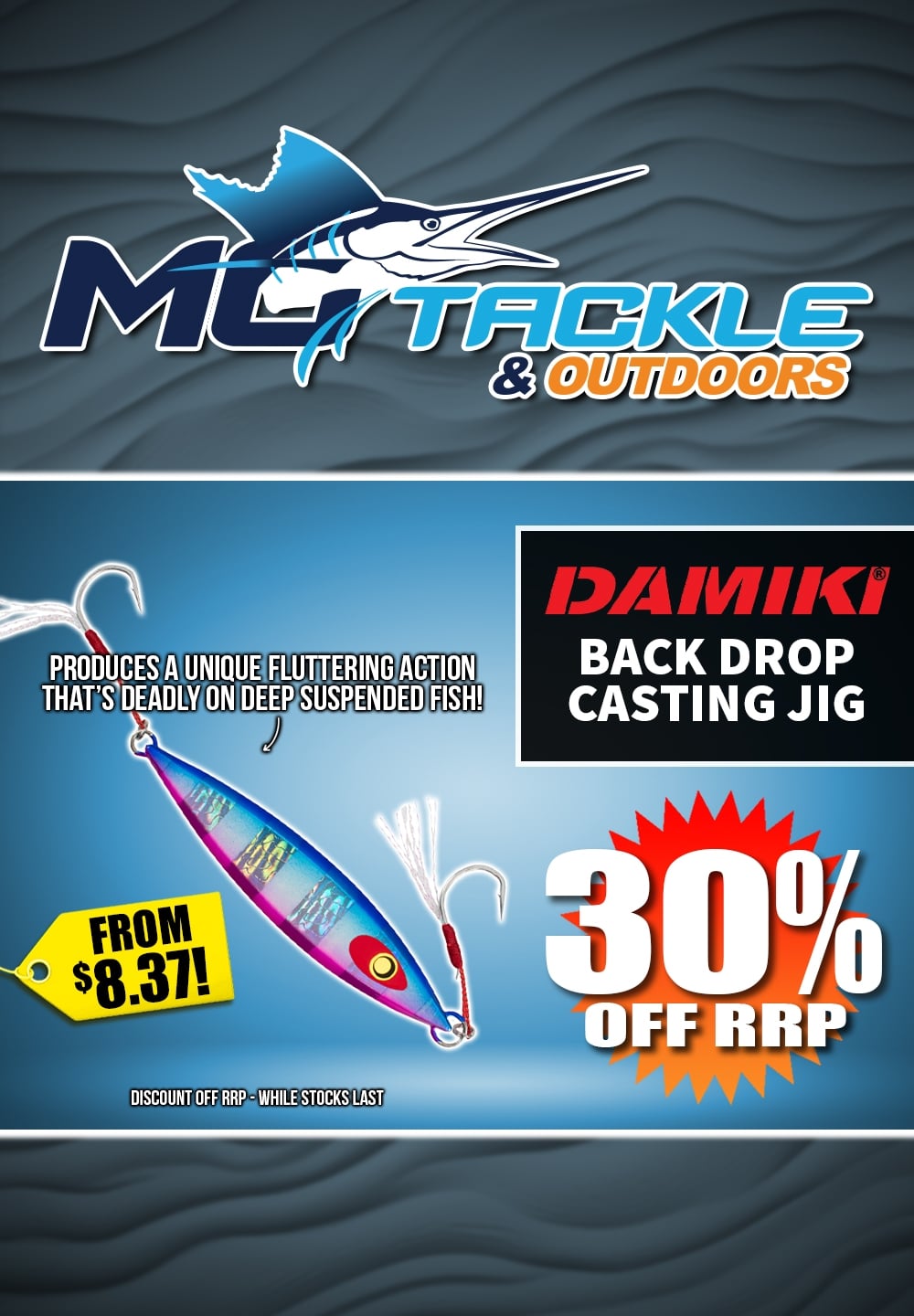 30% off Damiki Back Drop Casting Jig