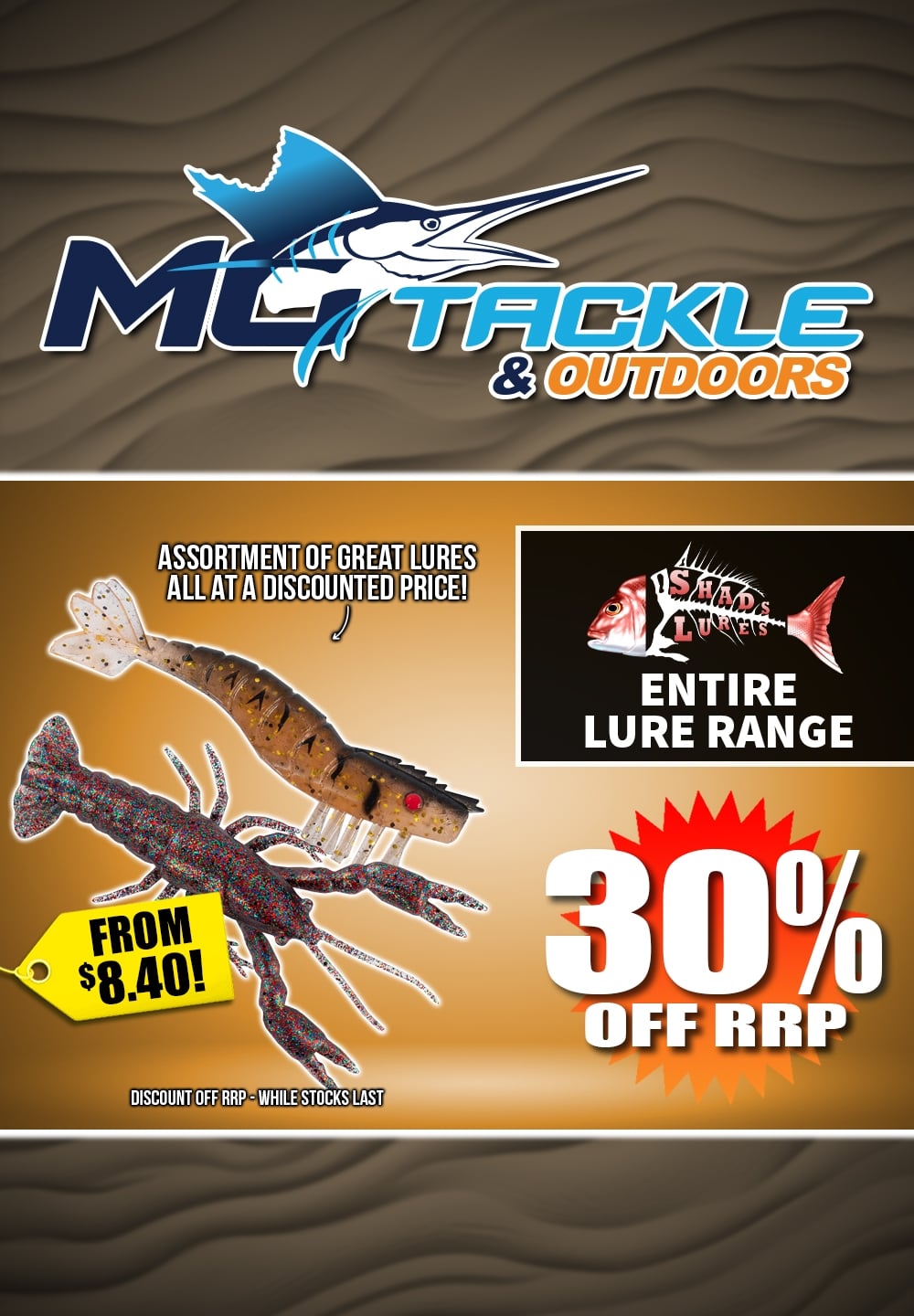30% off Shads Lures