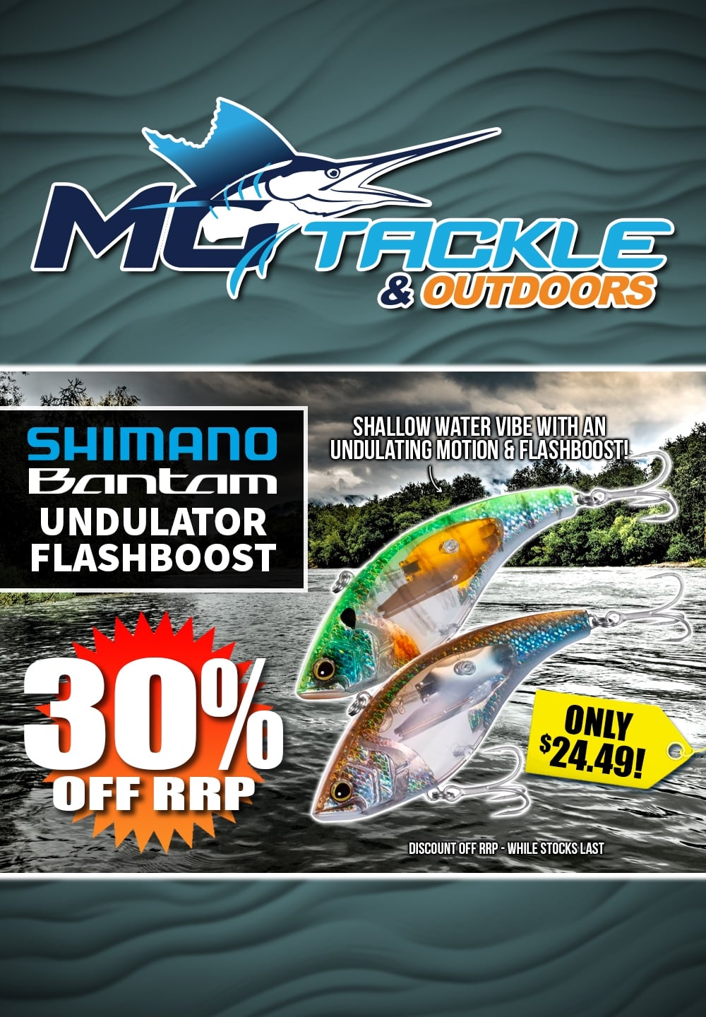 30% off Shimano Bantam Undulator Flashboost Lure