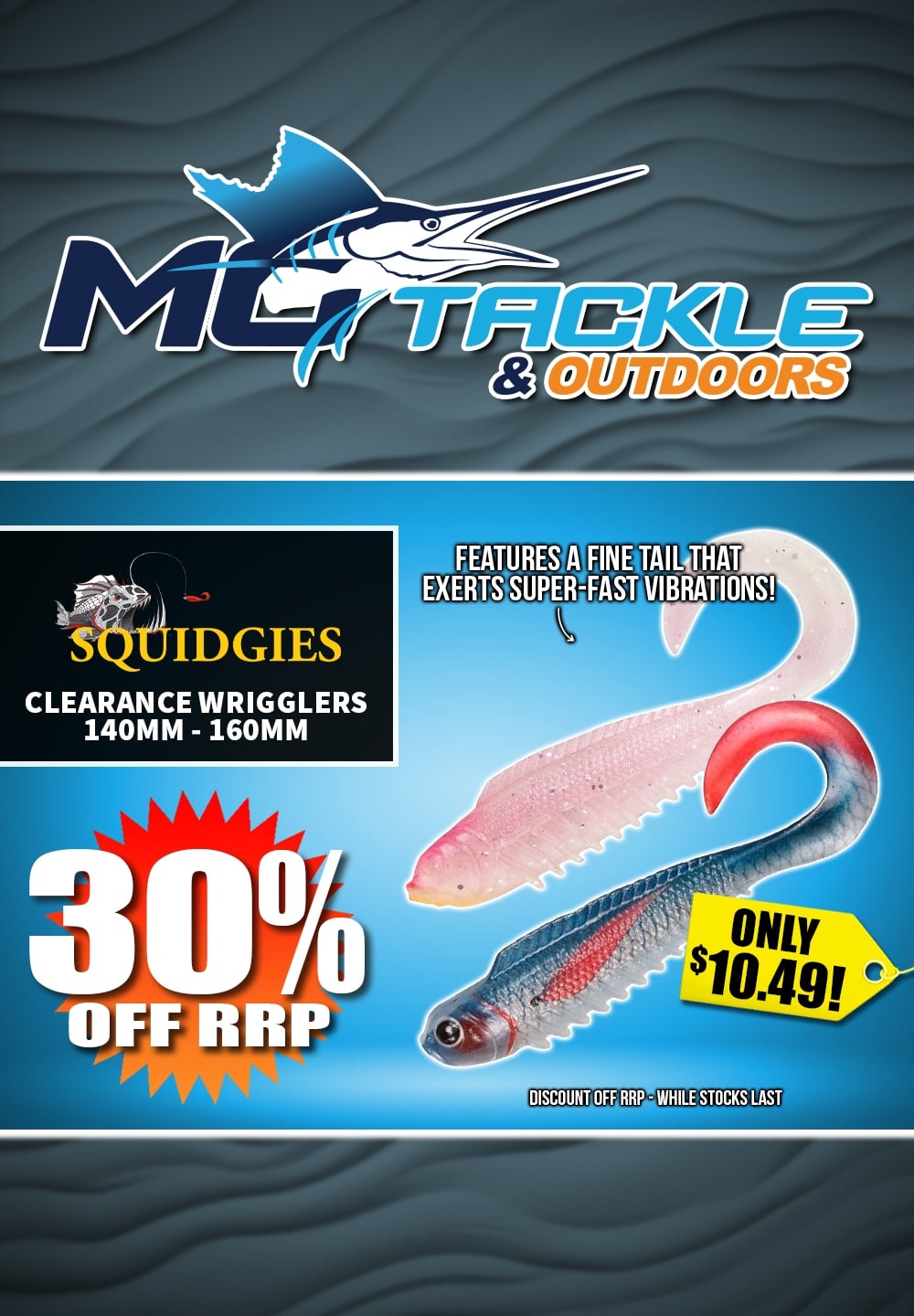 30% off Squidgies Wriggler 140-160mm Lure - Clearance