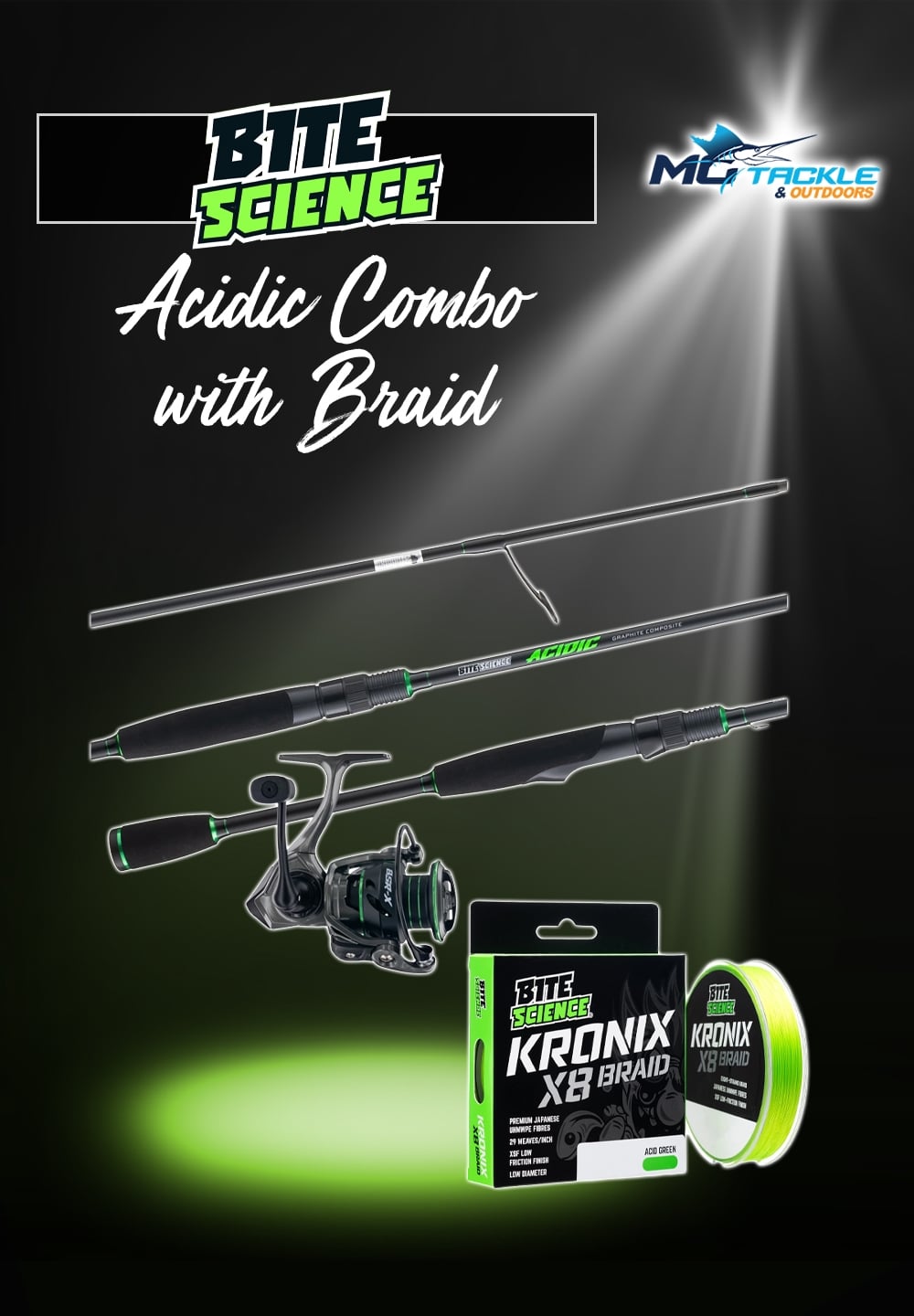 New - Bite Science Acidic / BSR-X Spin Combo w/ Braid