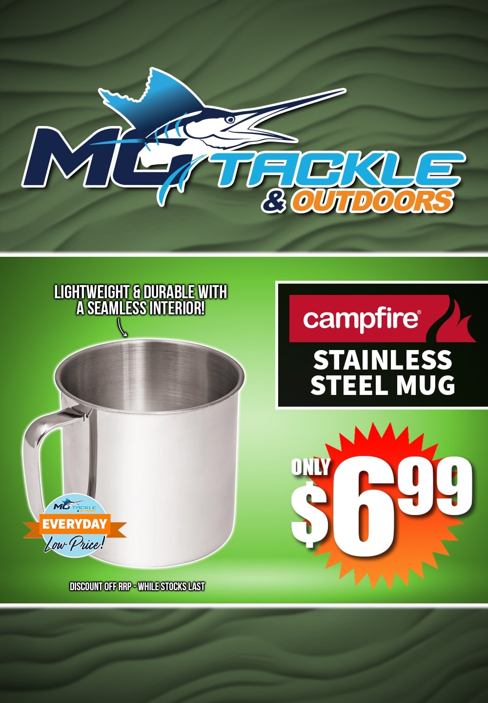 Campfire 9cm Stainless Steel Mug only $6.99
