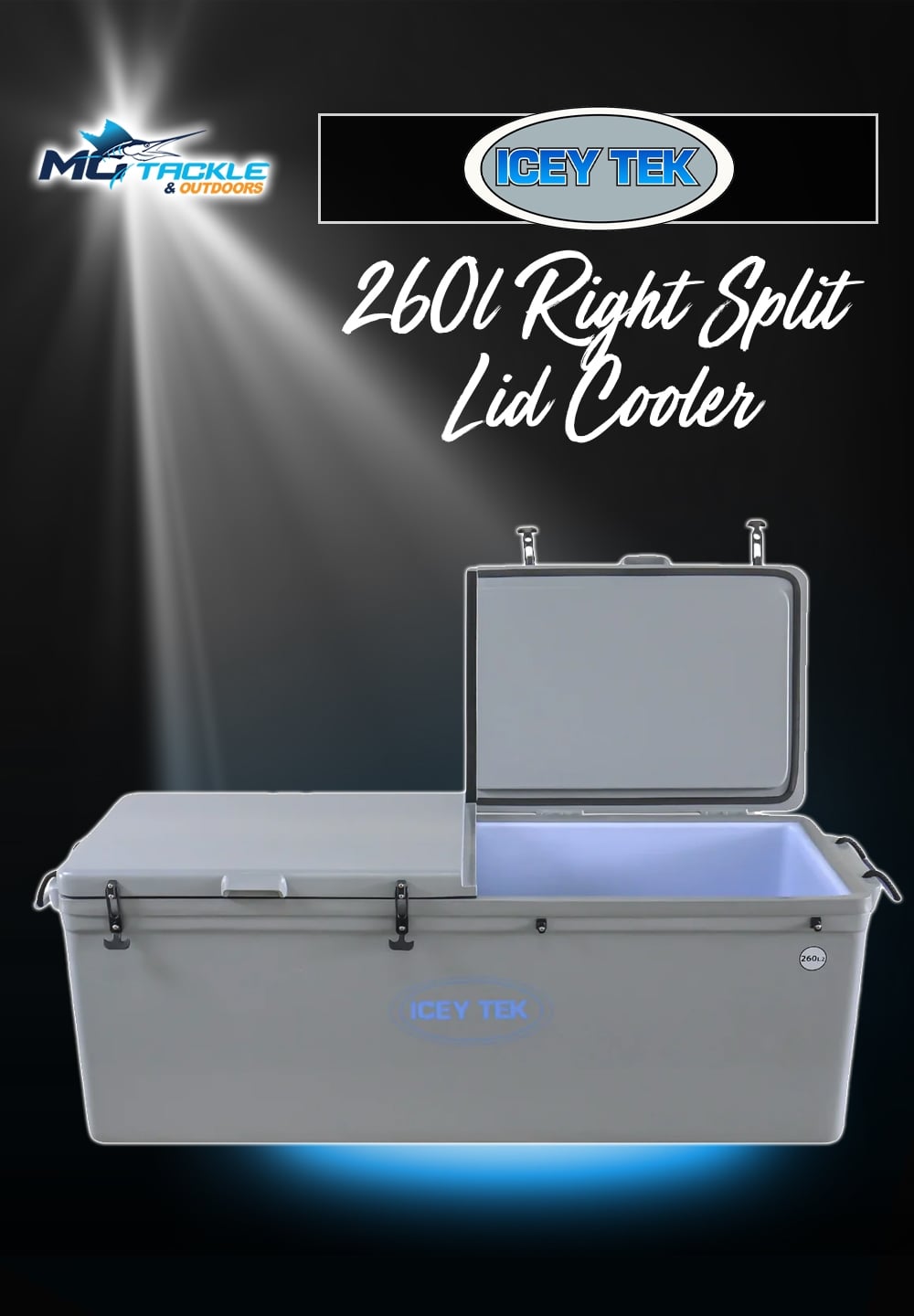 New - Icey Tek 260L Right Split Lid Cooler
