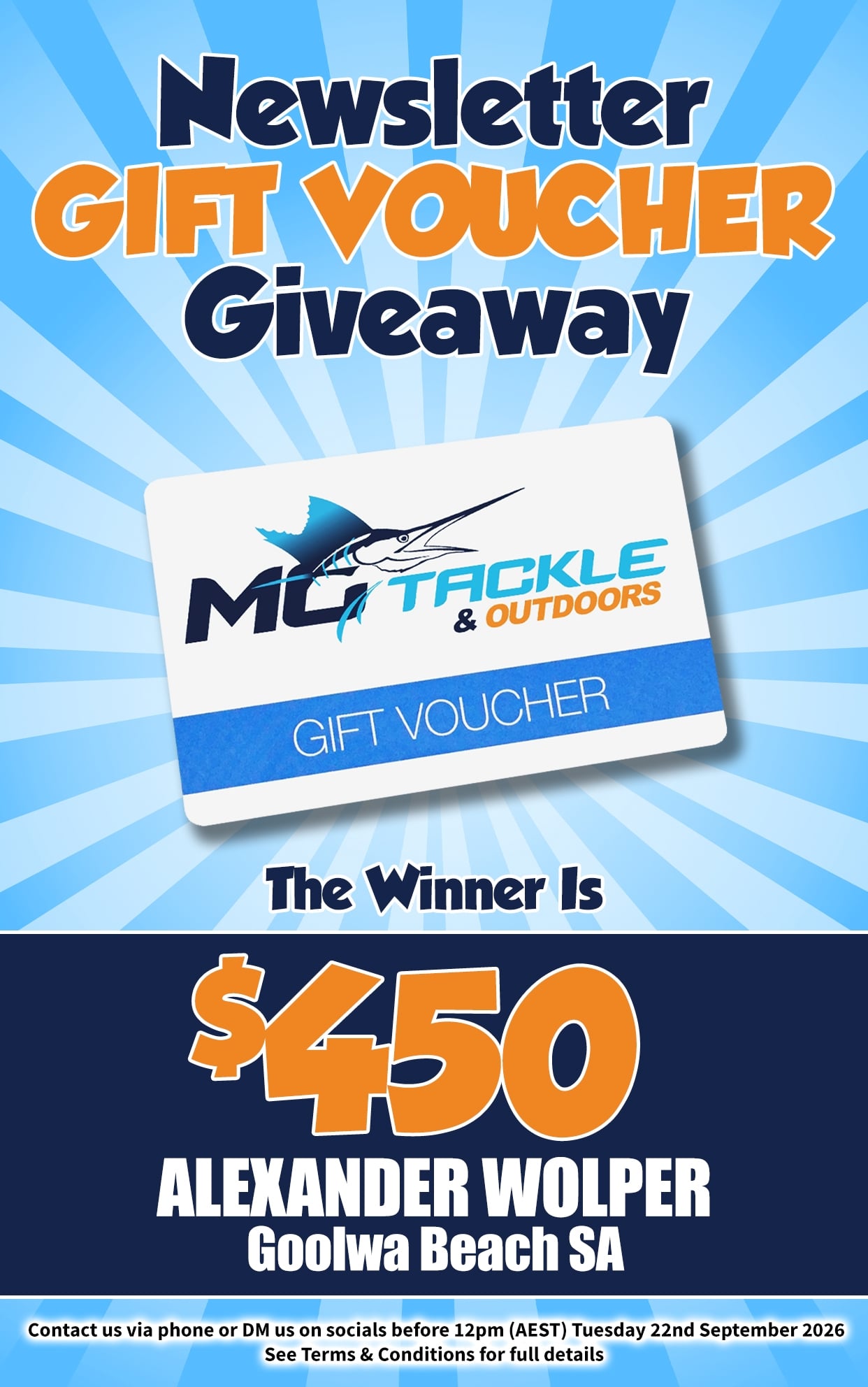 Newsletter Gift Voucher Giveaway Winner