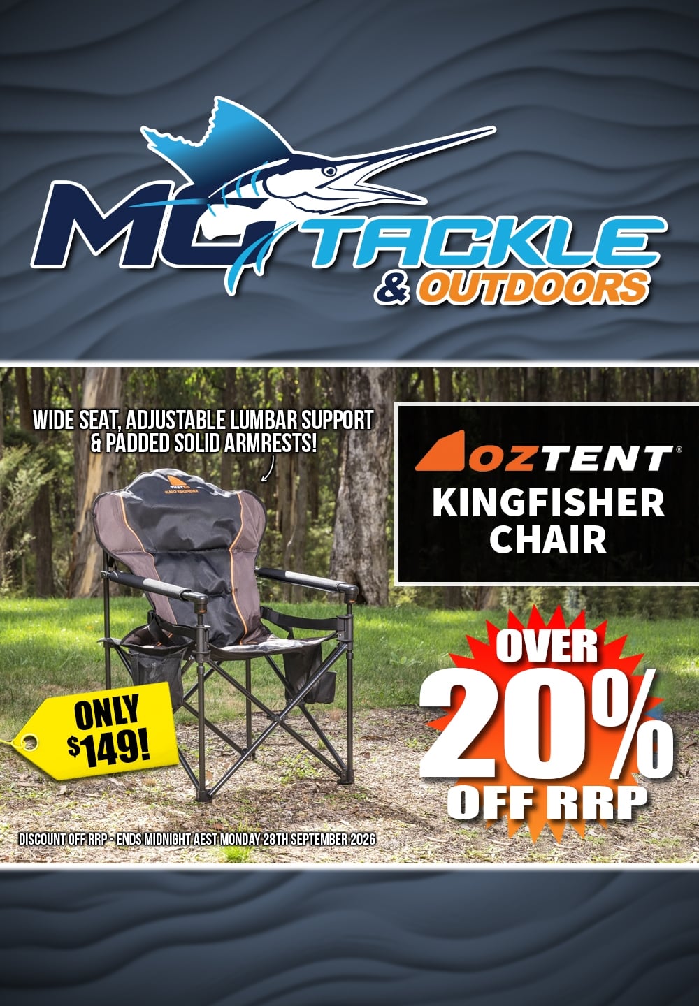 Oztent Kingfisher Chair only $149
