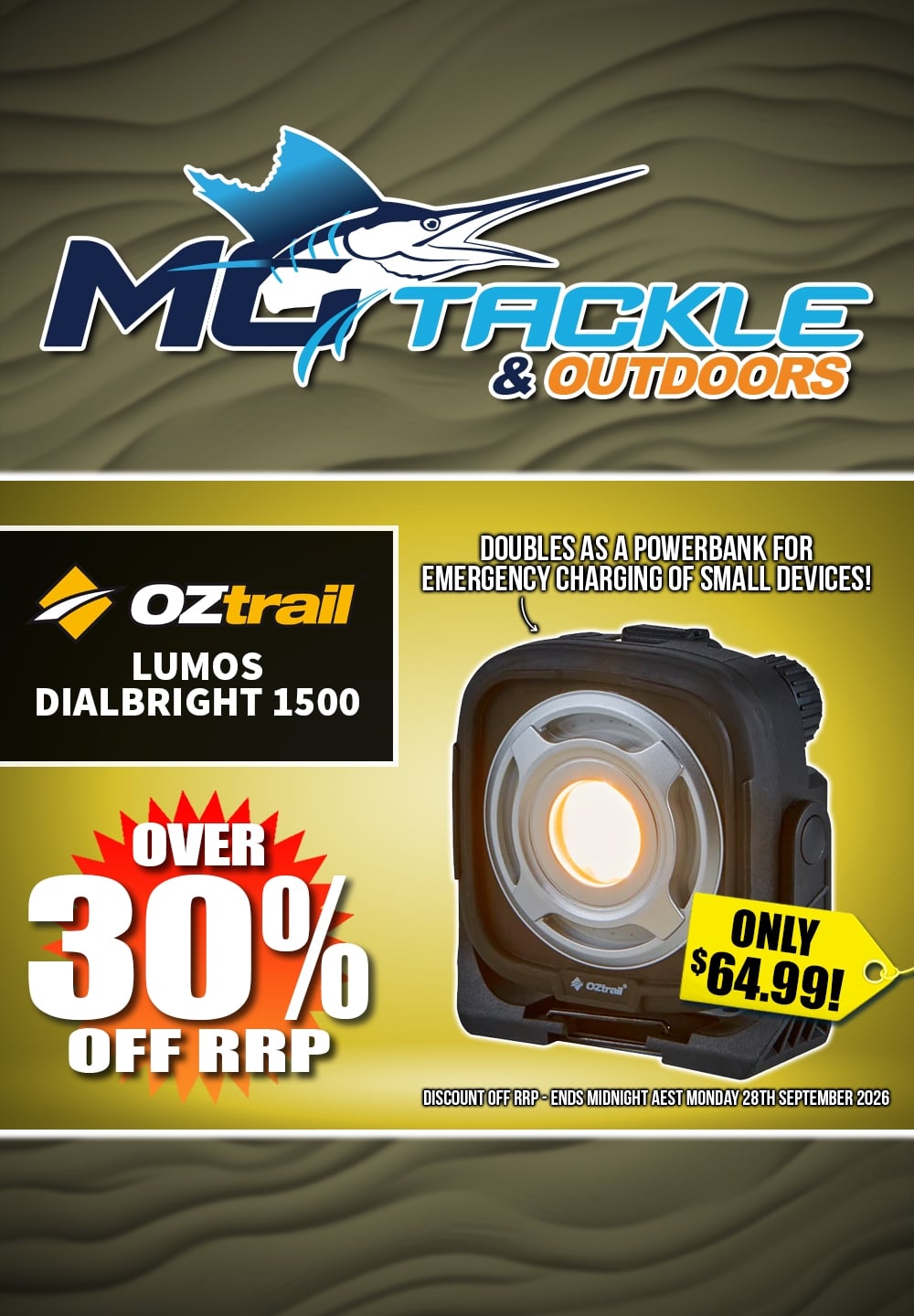 Oztrail Lumos DialBright 1500 Light only $64.99