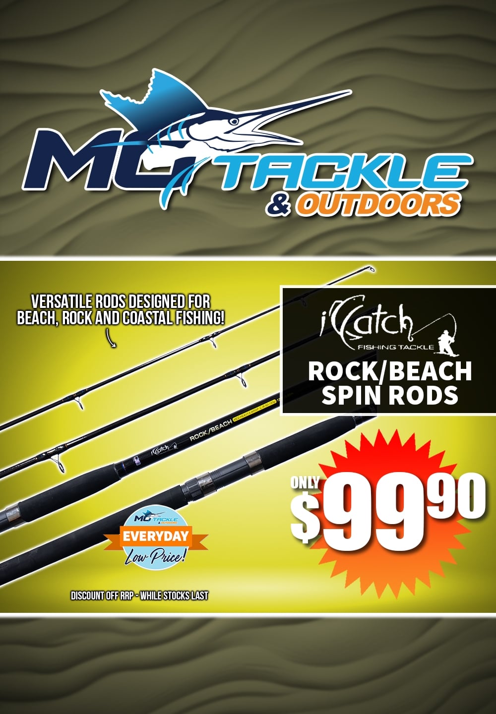 iCatch Rock / Beach Spin Rod only $99.90