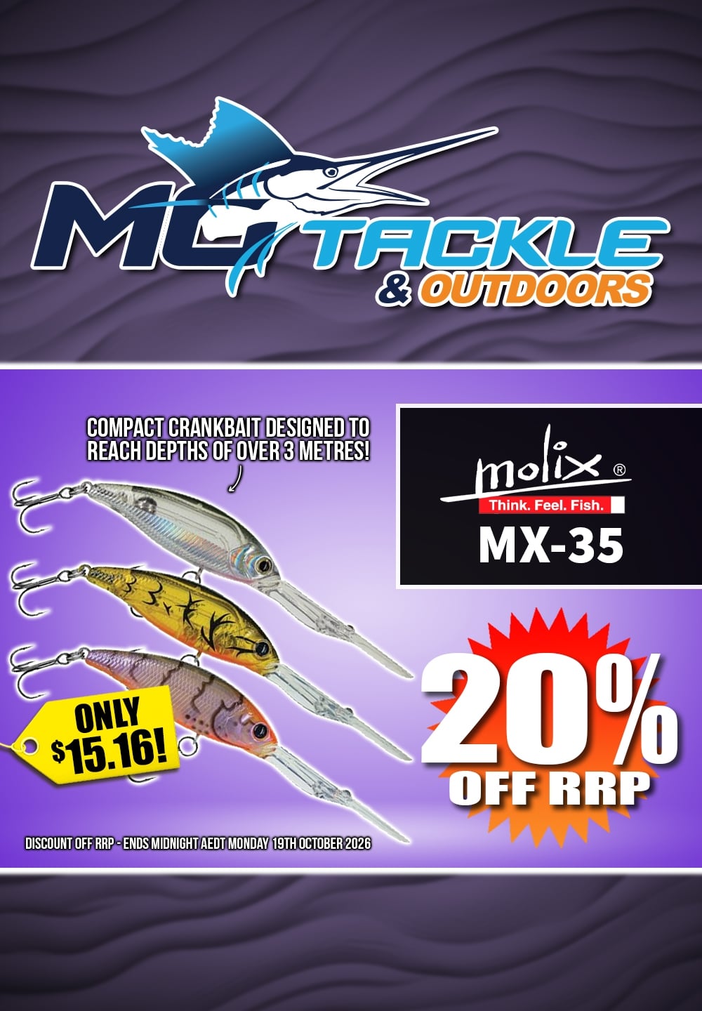 20% off Molix MX-35 Lure