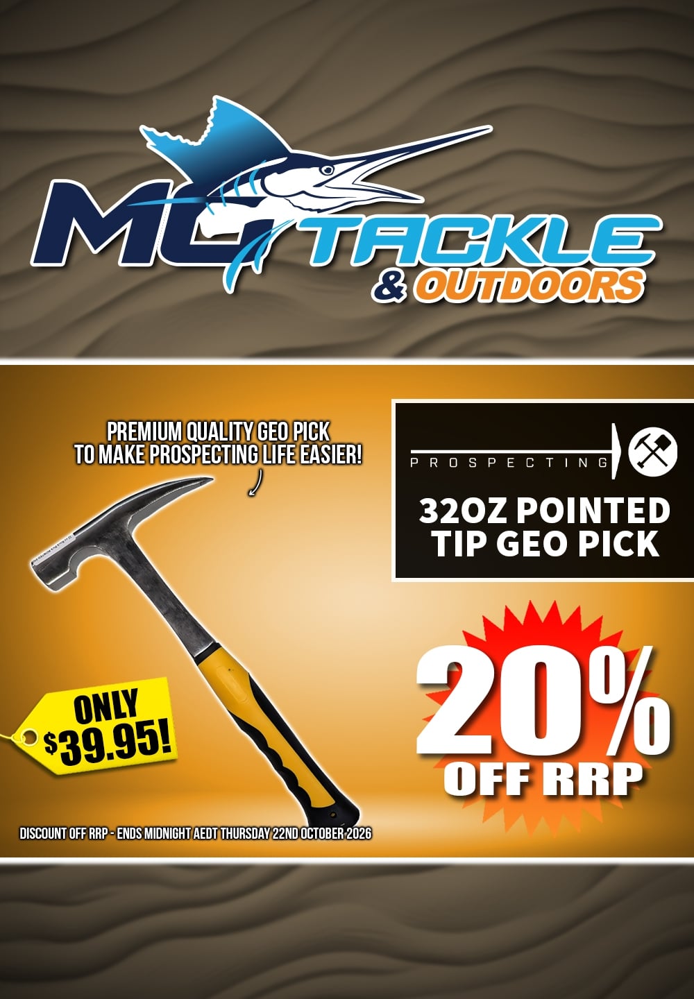 20% off Prospecting 32oz Pointed Tip Geo Pick