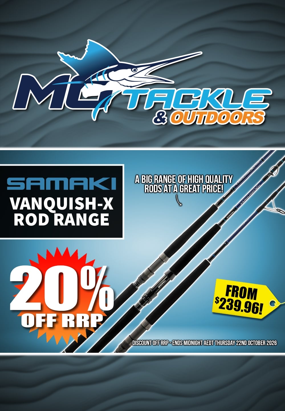 20% off Samaki Vanquish-X Rods