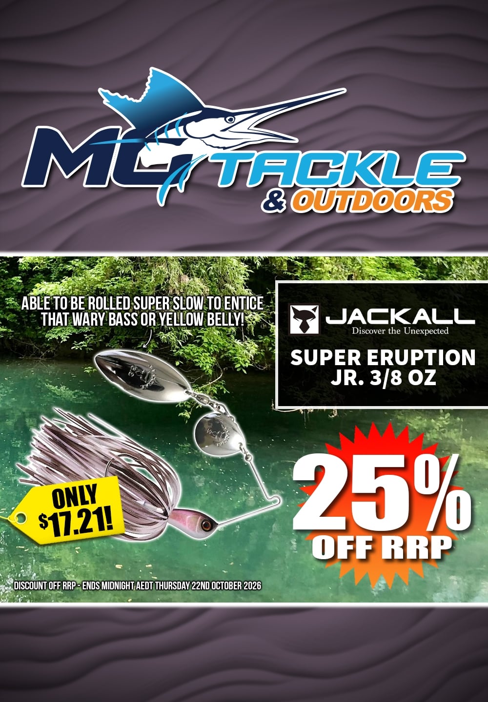 25% off Jackall Super Eruption Jr. 3/8oz Spinnerbait