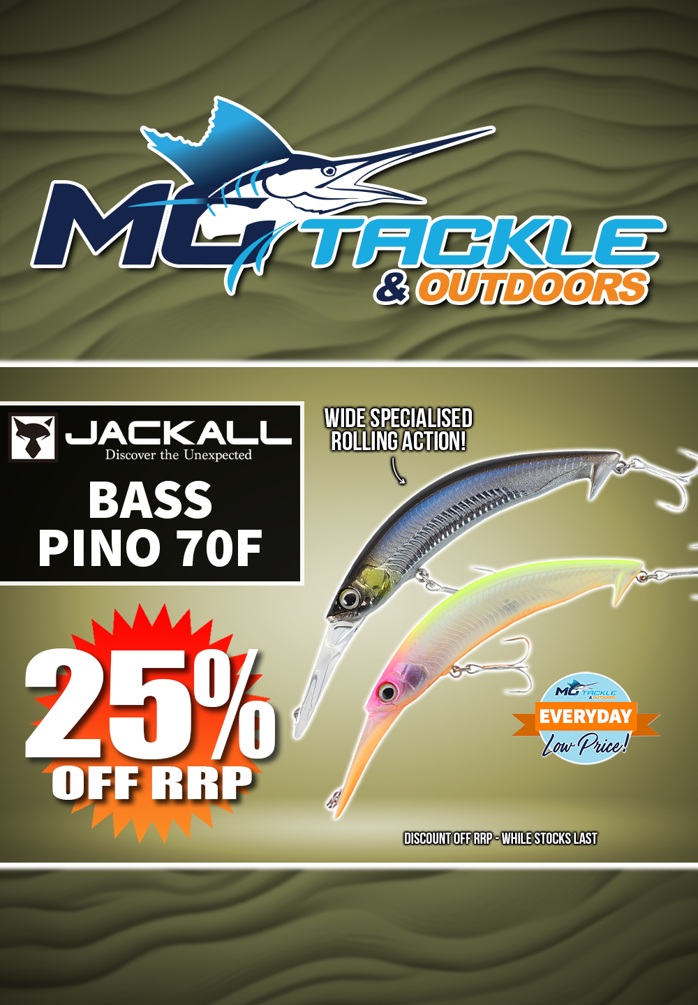 25% off Jackall Bass Pino 70F Lure