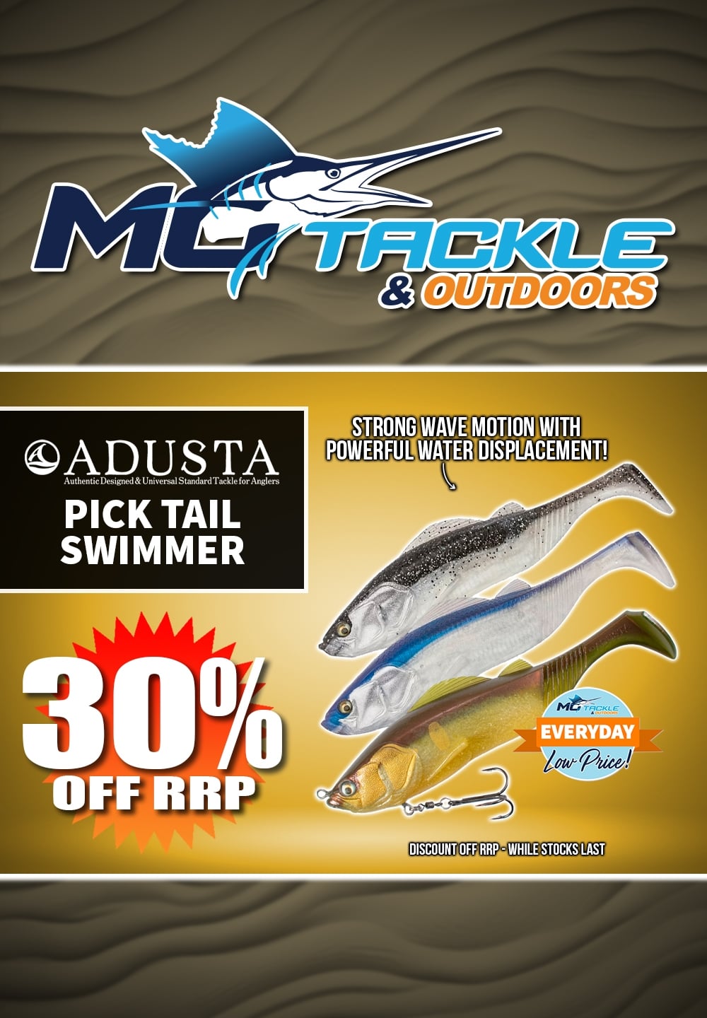 30% off Adusta Pick Tail Swimmer Lure