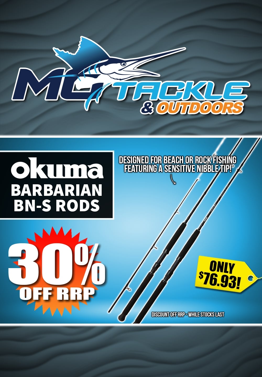 30% off Okuma Barbarian BN-S Rod