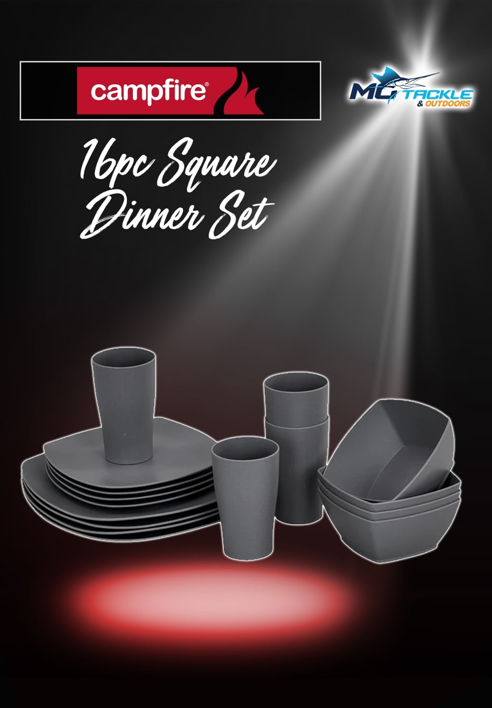 New - Campfire 16pc Square Dinner Set