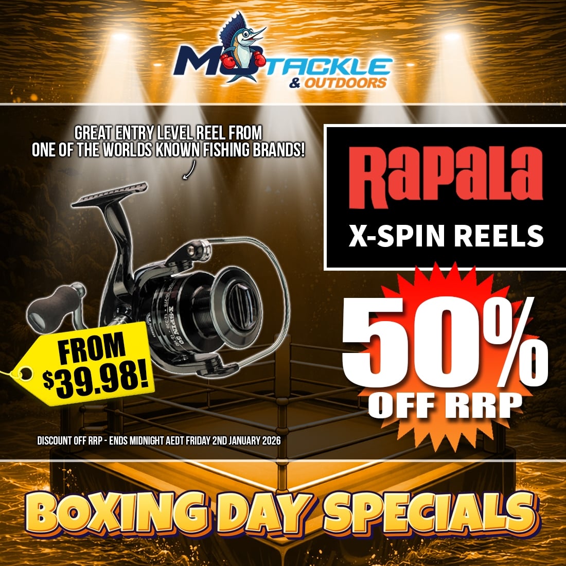 50% off RAPALA X-SPIN REEL
