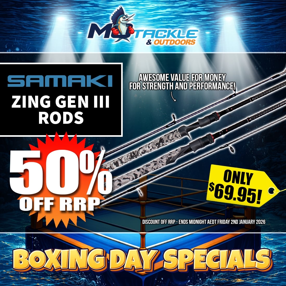50% off SAMAKI ZING GEN III SZG ROD