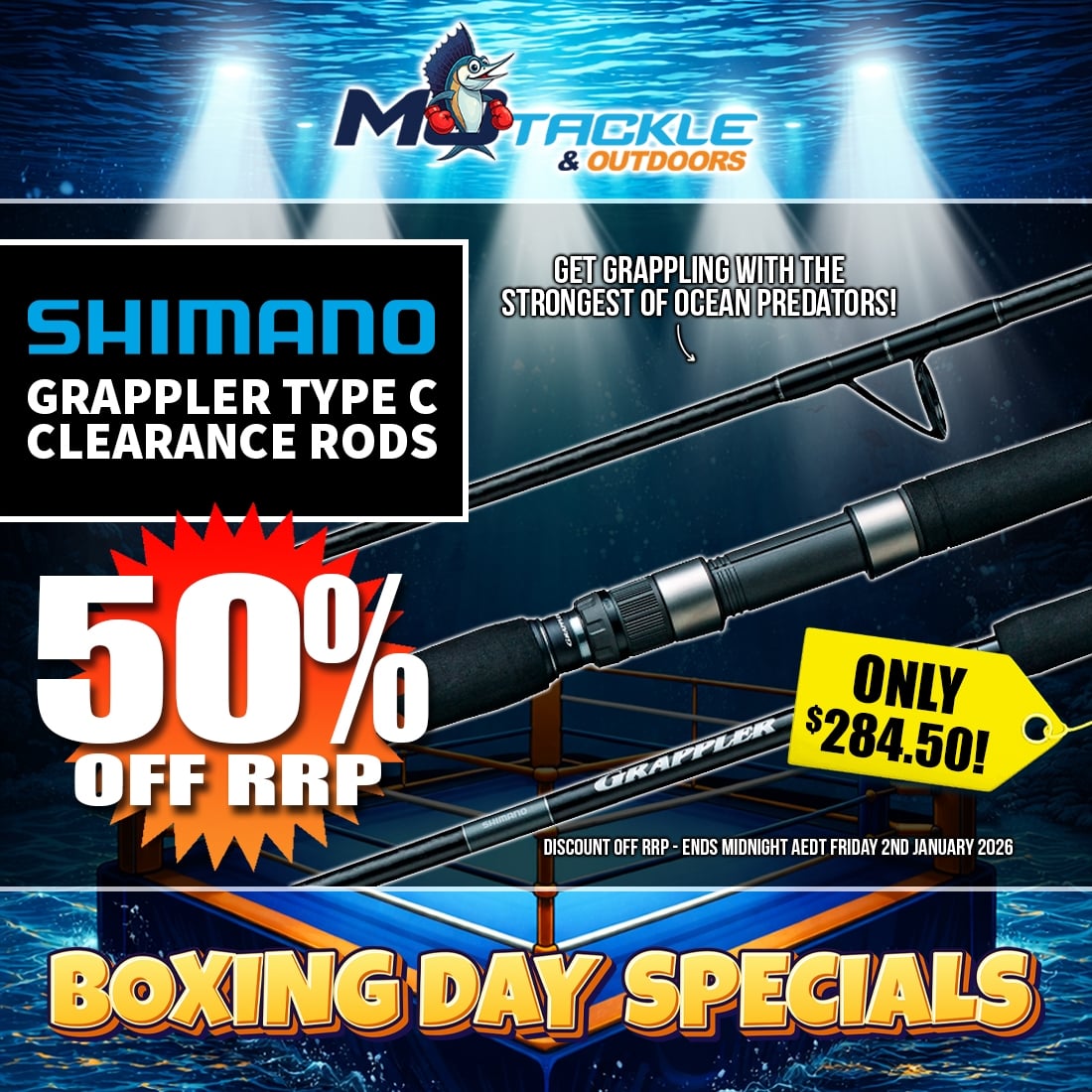 50% off SHIMANO GRAPPLER TYPE C CLEARANCE SPIN ROD