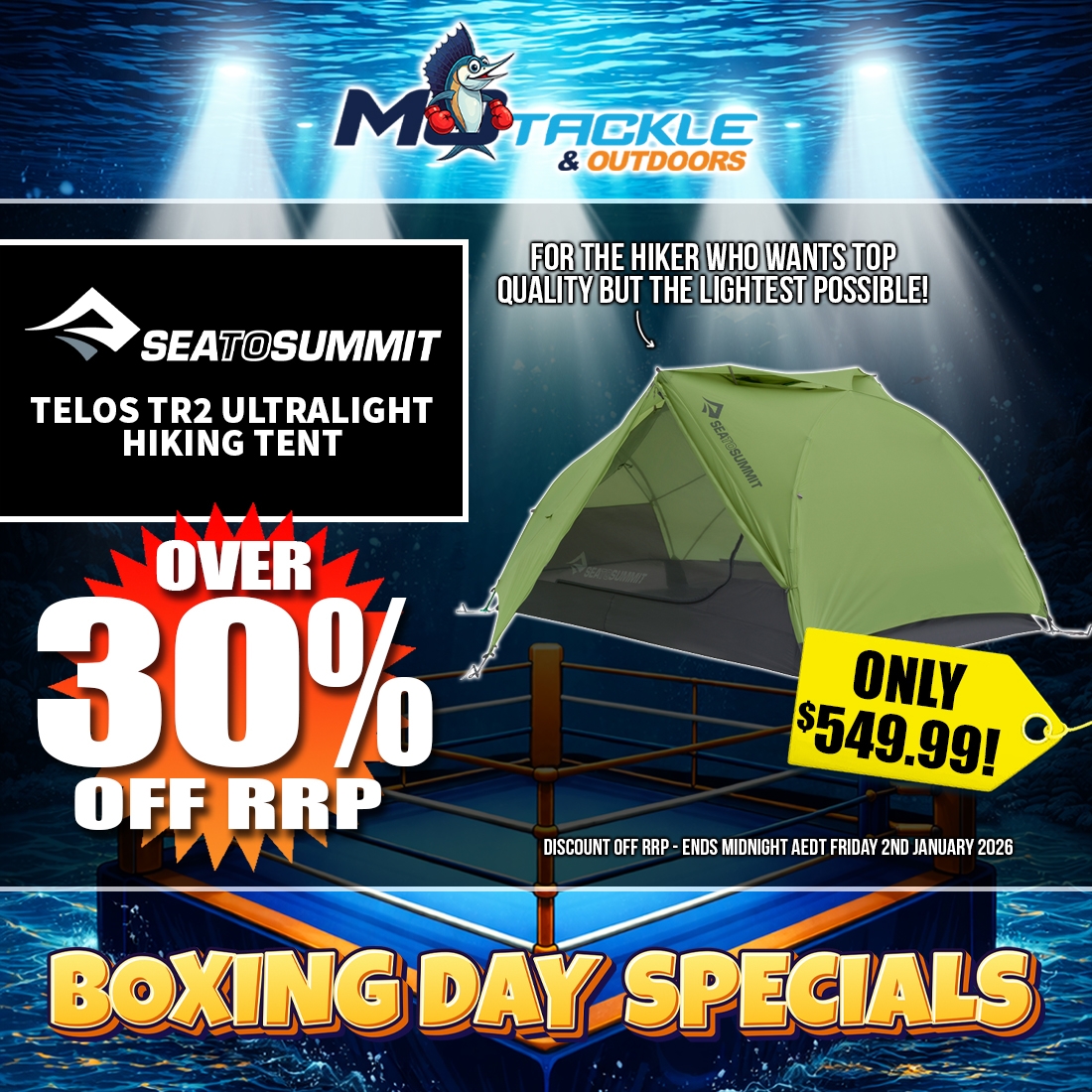 SEA TO SUMMIT TELOS TR2 ULTRALIGHT HIKING TENT only $549.99